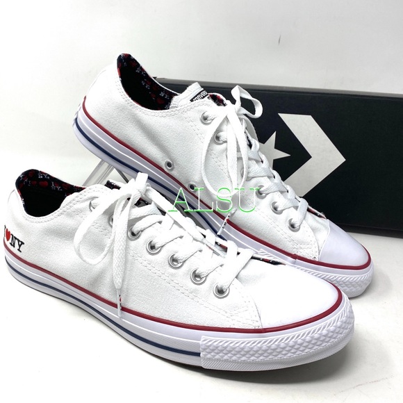 🎁 Santa’s Special 🎄 Converse Ctas I ❤️ NY Canvas Low Top White Red Men 161182F - Picture 8 of 9
